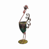 Wrought iron bird stands for potted plants metal yard art planter with pot