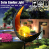 Outdoor Moon Crackle Glass Globe Metal Stake Pathway Decorative Solar Garden Lights for Walkway Yard Lawn Patio