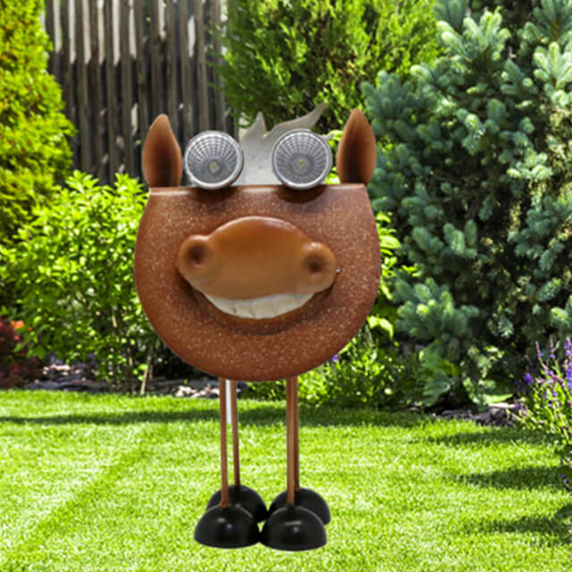 Metal Horse with Eyes Solar Lights Solar Powered Outdoor Garden Lights