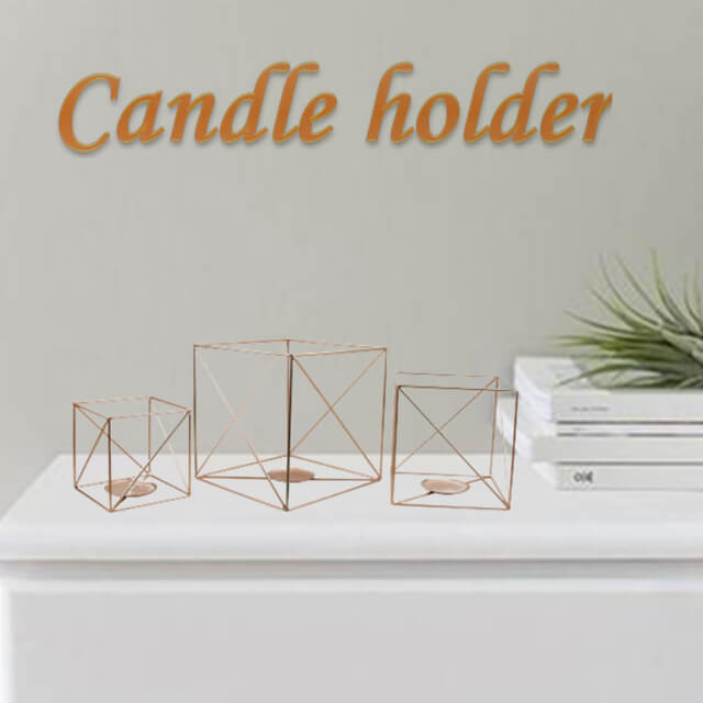 Wrought Iron Rose Gold Geometric Candle Holders China Supplier Sino Glory
