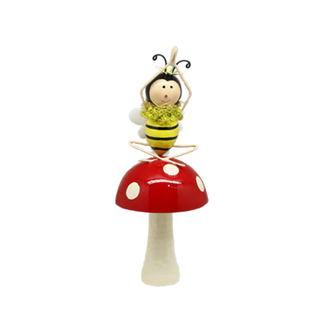 Small short metal decorative mushroom garden stakes yard art indoor use bee stakes