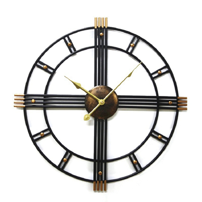 Contemporary Minimalist Wrought Iron Retro Industrial Style Hanging Clock for Living Room Indoor Wall Decoration