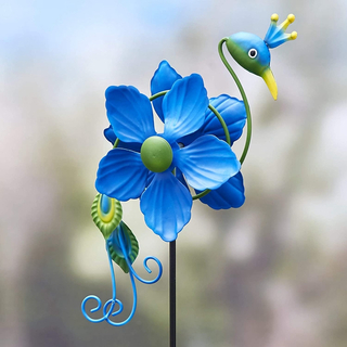 Colorful Peacock Wings Spinner Windmill Garden Stake for Yard Decoration China Supplier