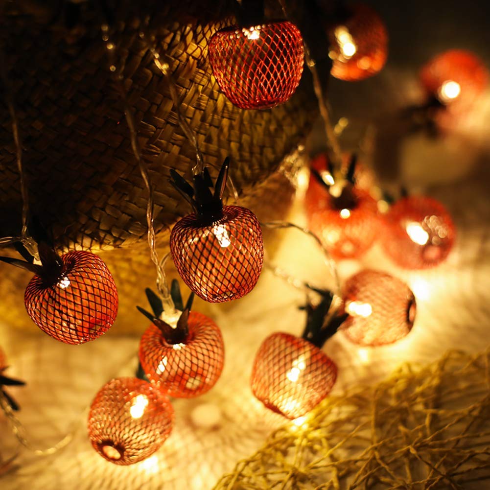 Warm White Metal Apple Ball Holiday Party Decorative Battery LED String Light