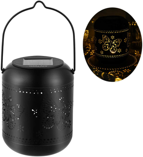Hanging Solar Lantern Outdoor Retro Butterfly LED Solar Lamp Lantern Decorative Tabletop Light with Handle for Garden Patio Landscape Yard