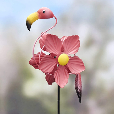 Pink Flamingo Fairy Wings Spinner Yard Garden Stake Manufacturer