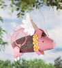Flying Pink Pig Solar Metal Bird Feeder Animal Solar Garden Light for Outdoor Factory