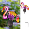 Outdoor Metal Animal Sculpture Pink Flamingo Garden Decoration Planter Solar LED Stake Light